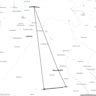 tourhub | Agora Voyages | Golden Triangle & Kashmir Valley | Tour Map