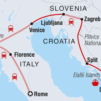 tourhub | Intrepid Travel | Dubrovnik to Rome | Tour Map