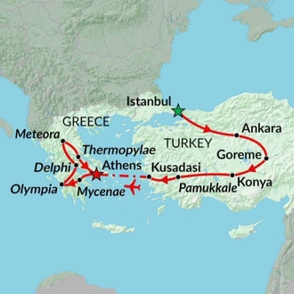 tourhub | Encounters Travel | Istanbul to Athens Explorer | Tour Map