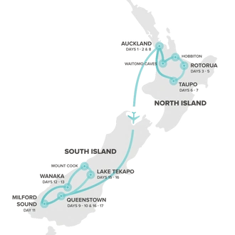 tourhub | Intro Travel | NZ Adventure 17 Day | Tour Map