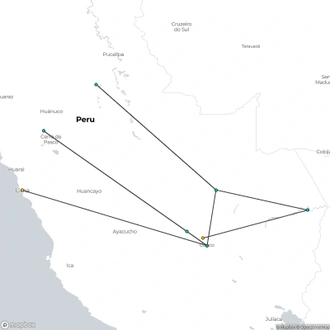 tourhub | Unu Raymi Tour Operator & Lodges | Adventure: Vilcabamba to Machu Picchu & Jungle | Tour Map
