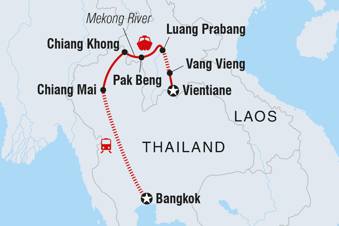 tourhub | Intrepid Travel | Thailand & Laos Adventure | Tour Map