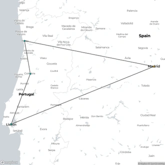 tourhub | Julia Travel | Madrid, Lisboa, Oporto & Fátima 9 Days | Tour Map