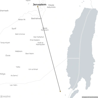 tourhub | Consolidated Tour Operators | Jerusalén, Masada y Mar Muerto (Llegada Miércoles) | Tour Map