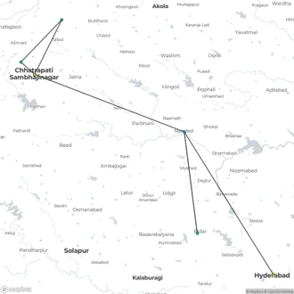 tourhub | Agora Voyages | Hyderabad to Aurangabad Drive: Unraveling Architectural Marvels | Tour Map