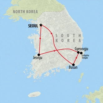 tourhub | On The Go Tours | South Korea Family Adventure - 9 days | Tour Map