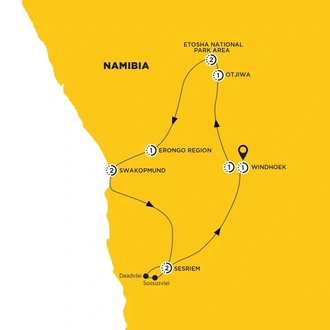 tourhub | Costsaver | Highlights of Namibia | Tour Map