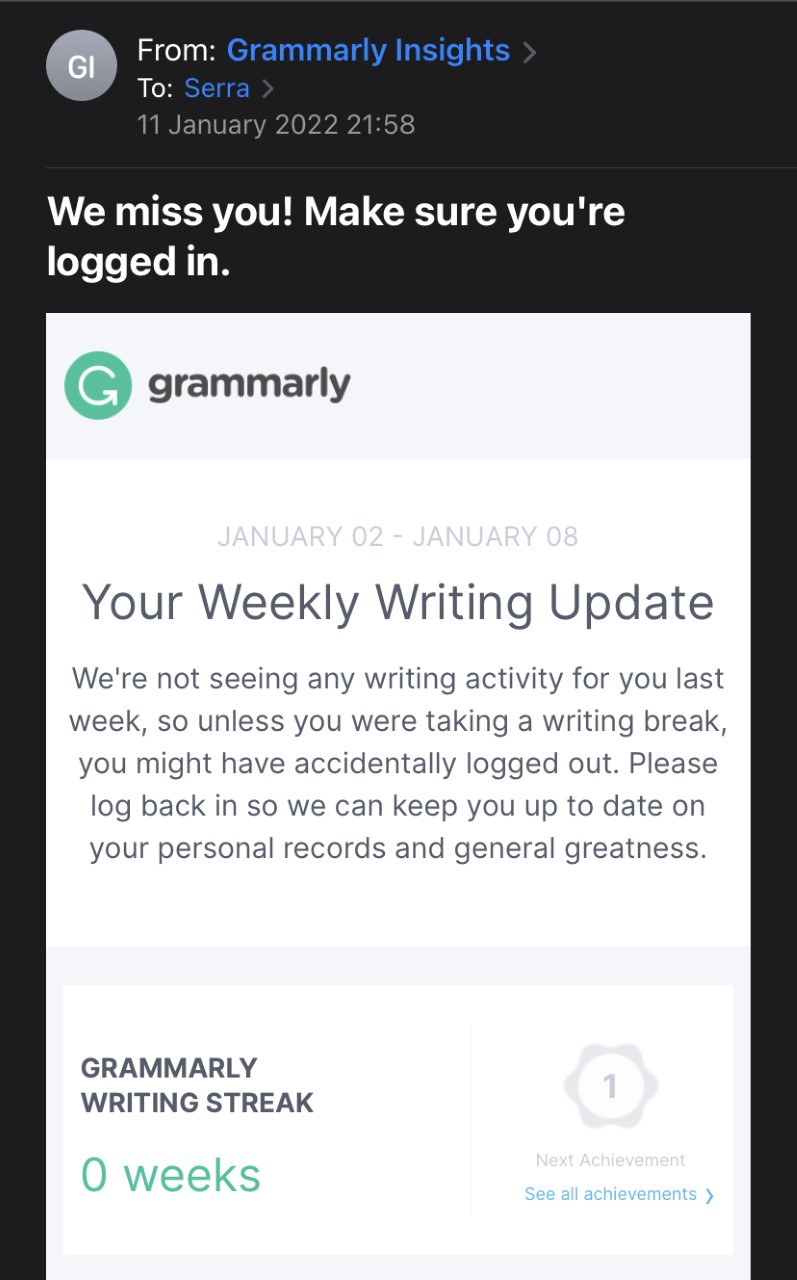 Grammarly user re-engagement for user activation