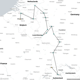 tourhub | Uniworld Boutique River Cruises | Rhine, Moselle & Belgium Grand Discovery | Tour Map