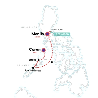 tourhub | G Adventures | Epic Philippines: Island Hopping Adventure | Tour Map