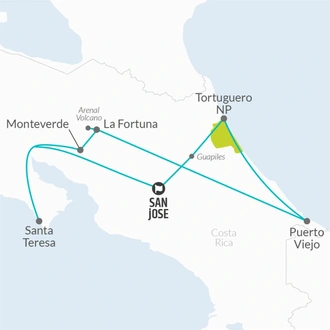 tourhub | Bamba Travel | Full Costa Rica Explorer 14D/13N | Tour Map