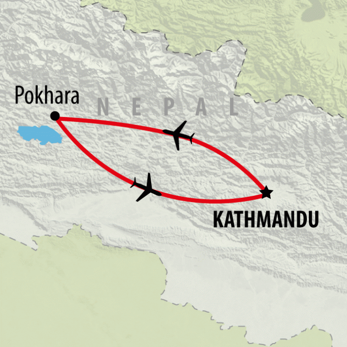 tourhub | On The Go Tours | Kathmandu & Pokhara - 6 days | Tour Map