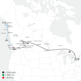 tourhub | Globus | Great Canadian Rail Journey with Alaska Cruise | Tour Map