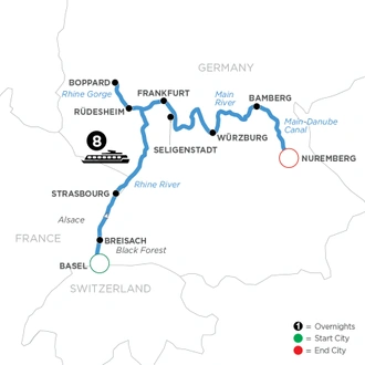tourhub | Avalon Waterways | German Grandeur (Eastbound) (Imagery II) | Tour Map