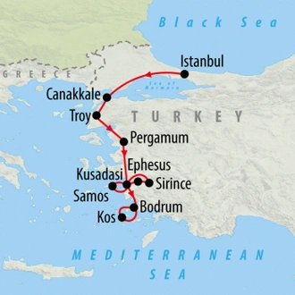 tourhub | On The Go Tours | Istanbul & Aegean Highlights - 9 days | Tour Map