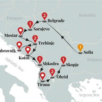 tourhub | Ciconia Exclusive Journeys | Highlights of Balkans Luxury Tour | Tour Map
