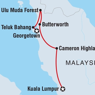 tourhub | Intrepid Travel | Malaysia Highlights | Tour Map