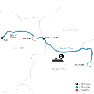 tourhub | Avalon Waterways | Christmastime from Budapest to Vienna (Impression) | Tour Map