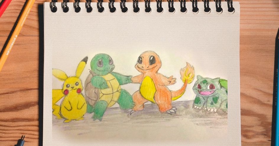how to draw bulbasaur charmander and squirtle