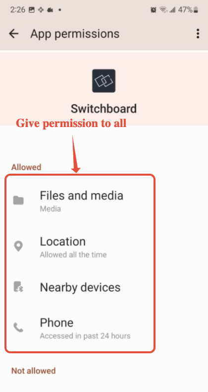 Switchboard Permissions Details