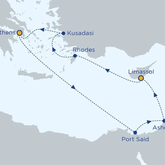 tourhub | Celestyal Cruises | Three Continents, 7 Nights Cruise | Tour Map