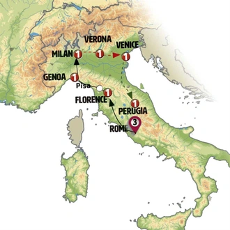 tourhub | Europamundo | Discover Italy end Milan | Tour Map