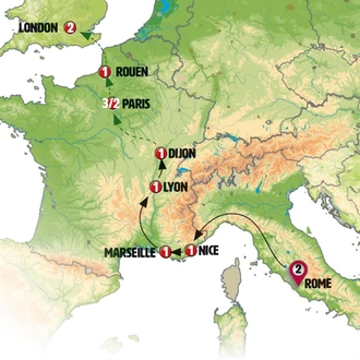 tourhub | Europamundo | From Italy to France | Tour Map