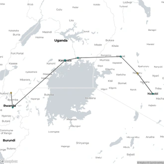 tourhub | Oasis Overland | Nairobi To Kigali (13 Days) Gorillas & Gameparks | Tour Map