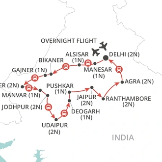 tourhub | Wendy Wu | Rajasthan Panorama | Tour Map