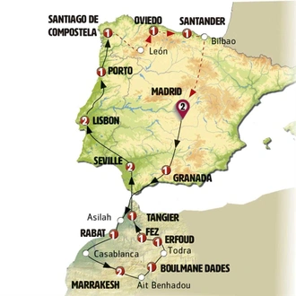 tourhub | Europamundo | Fantasies from Spain and Portugal and Mysterious Morocco | Tour Map