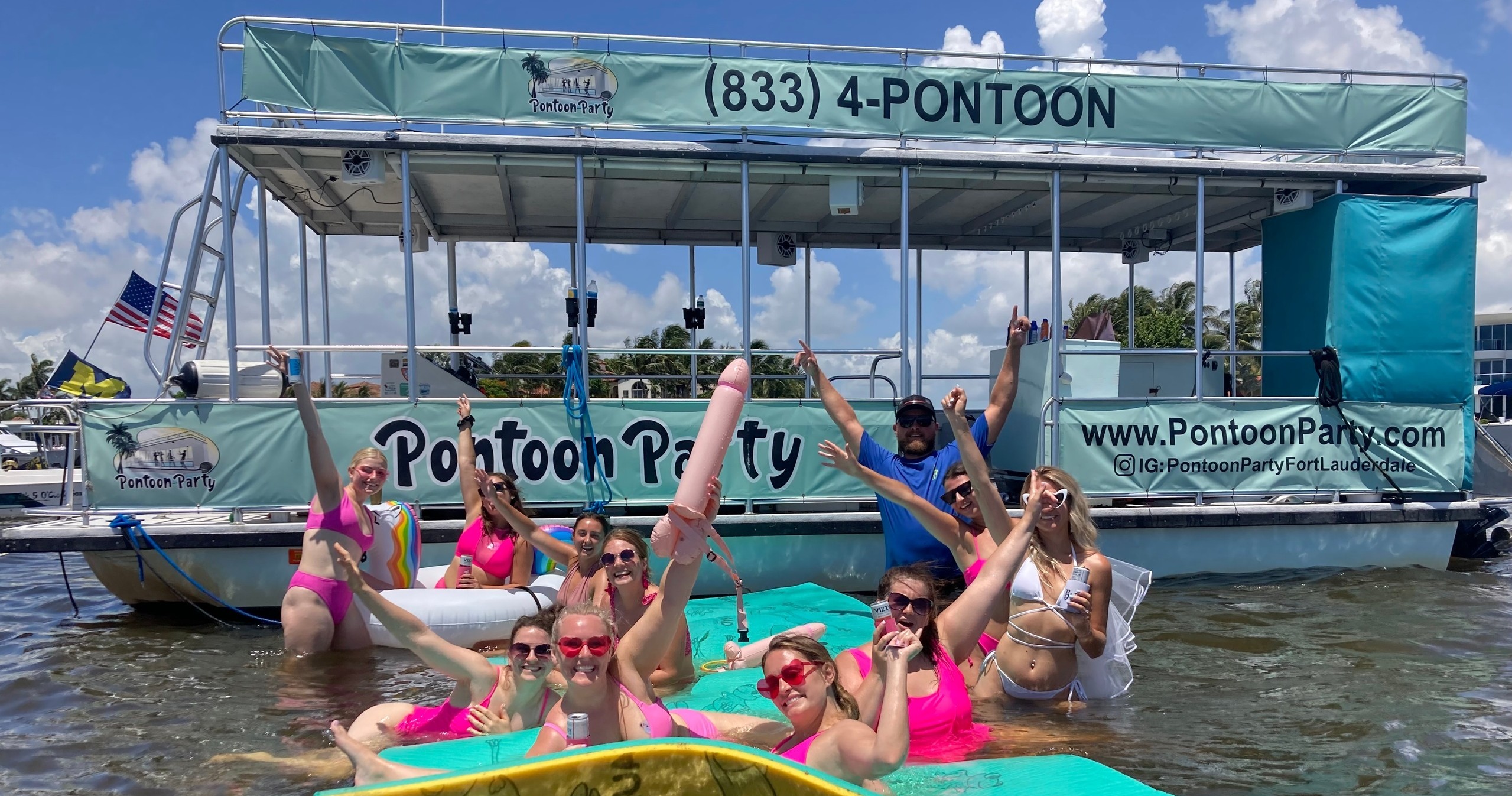 Double Decker Pontoon Party in Fort Lauderdale: BYOB, Bluetooth Sound, Waterslide image 4