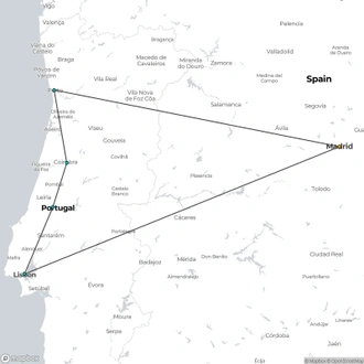 tourhub | Julia Travel | Lisbon and Porto with Fatima from Madrid | Tour Map