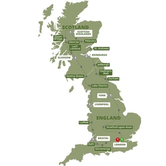 tourhub | Trafalgar | Amazing Britain | Tour Map