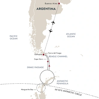 tourhub | HX Hurtigruten Expeditions | Antarctic Circle Expedition | Tour Map