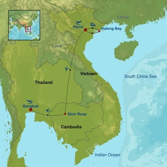 tourhub | Indus Travels | Essential Vietnam Cambodia and Bangkok | Tour Map