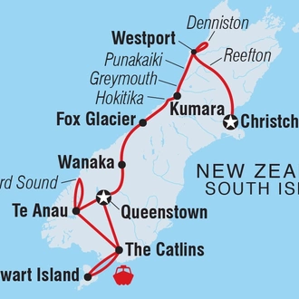 tourhub | Intrepid Travel | New Zealand South Island Adventure | Tour Map