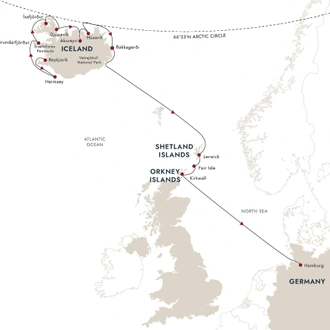 tourhub | HX Hurtigruten Expeditions | Iceland and Beyond - Reykjavík to Hamburg via Scotland's Northern Isles | Tour Map