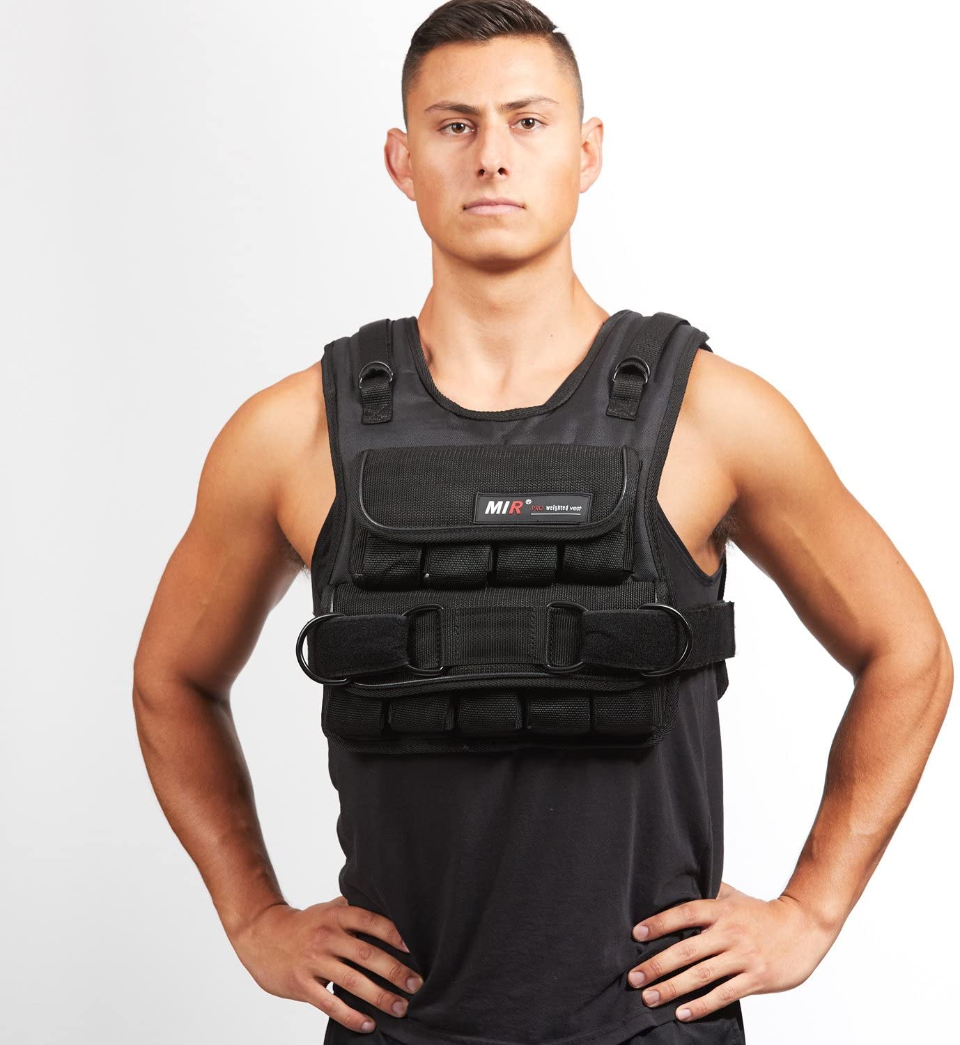 fit man wearing a weight vest