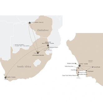 tourhub | Luxury Gold | Spectacular South Africa with Victoria Falls | Tour Map