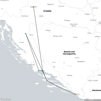 tourhub | Elite Travel | Island Hopping 2025: Croatia Countryside and Island Hopping 10 days - from Zagreb | Tour Map