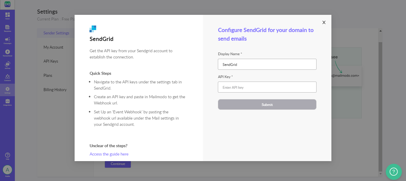 Setting up Mailmodo with SendGrid SMTP