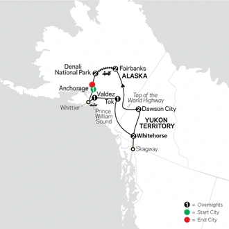 tourhub | Cosmos | Alaska & the Yukon | Tour Map