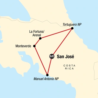 tourhub | G Adventures | Explore Costa Rica | Tour Map