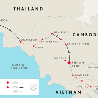 tourhub | SpiceRoads Cycling | Saigon to Bangkok by Bicycle | Tour Map