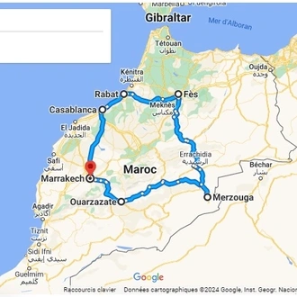 tourhub | Morocco Cultural Trips | Tour From Marrakech To Imperial Cities Via Desert | Tour Map