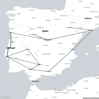 tourhub | Julia Travel | Portugal, Andalucia and the Mediterranean Capitals from Madrid | Tour Map