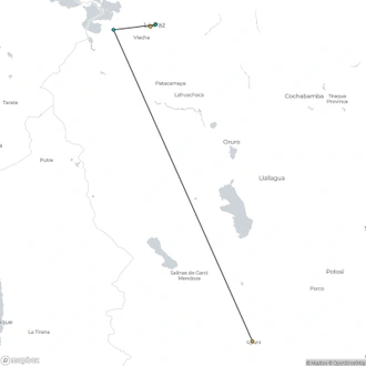 tourhub | BM Tours | Road to Uyuni Economic Package 4D - 3N | Tour Map