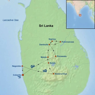 tourhub | Indus Travels | Treasures of Sri Lanka | Tour Map