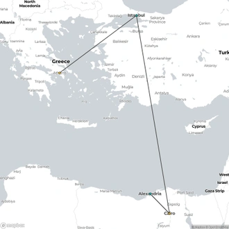 tourhub | ESKAPAS | Greece - Turkey - Egypt : In Search for Ancient Civilizations | Tour Map