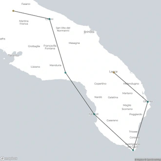 tourhub | Exodus Adventure Travels | Cycling the Heel of Italy - Alberobello to Lecce | Tour Map